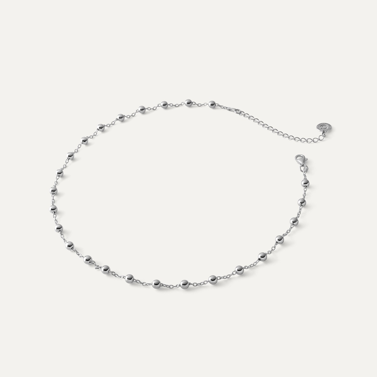 Anker-Choker-Halskette mit Kugeln, 925er Silber platiniert