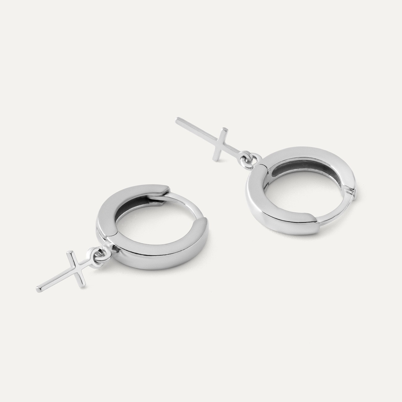 Delicate earrings - cross, sterling silver 925 platinum plated