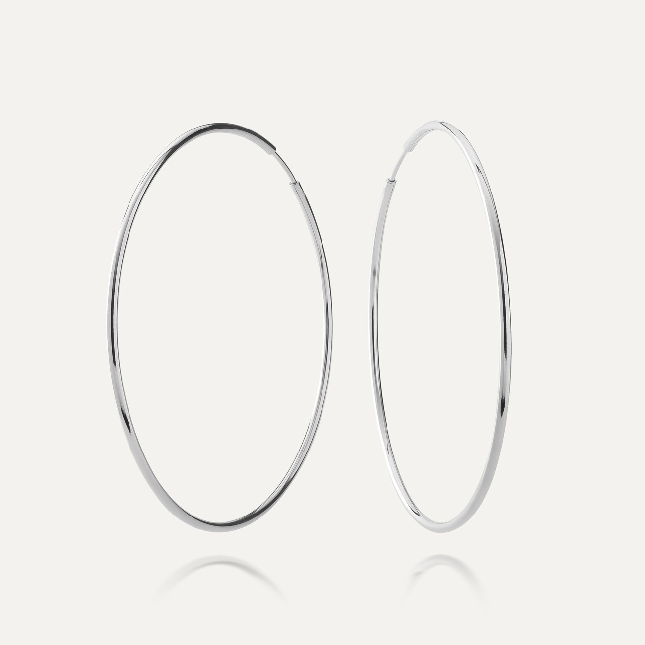 Silver round hoop earrings 6,5 cm for charm platinum plated
