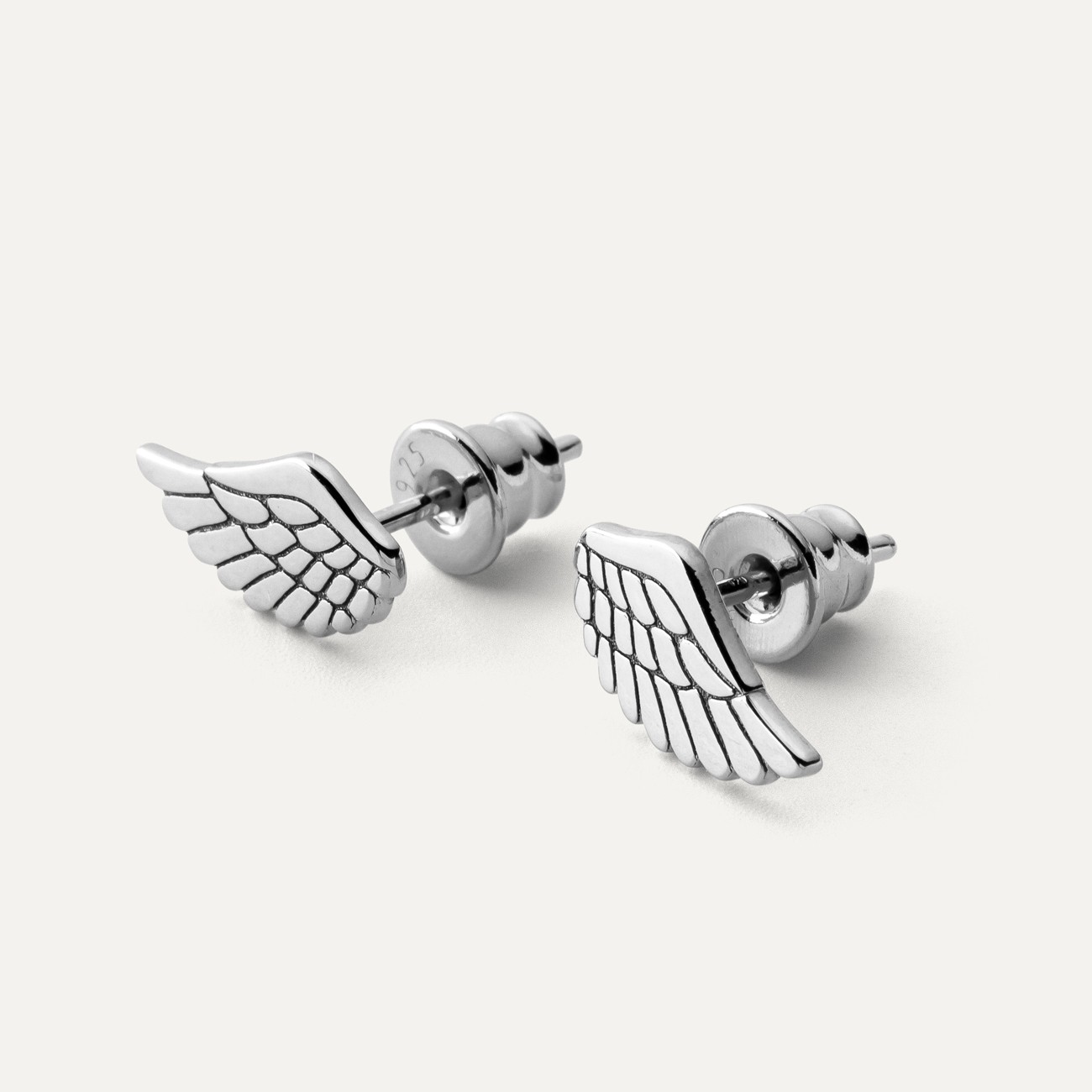 Silver earrings angel wings platinum plated