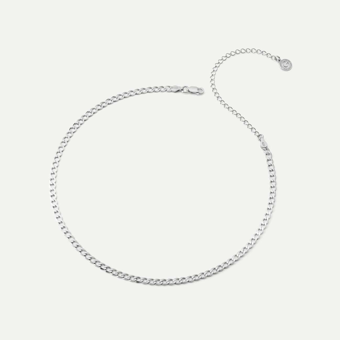 Choker mit Panzerkette, 925er Silber platiniert