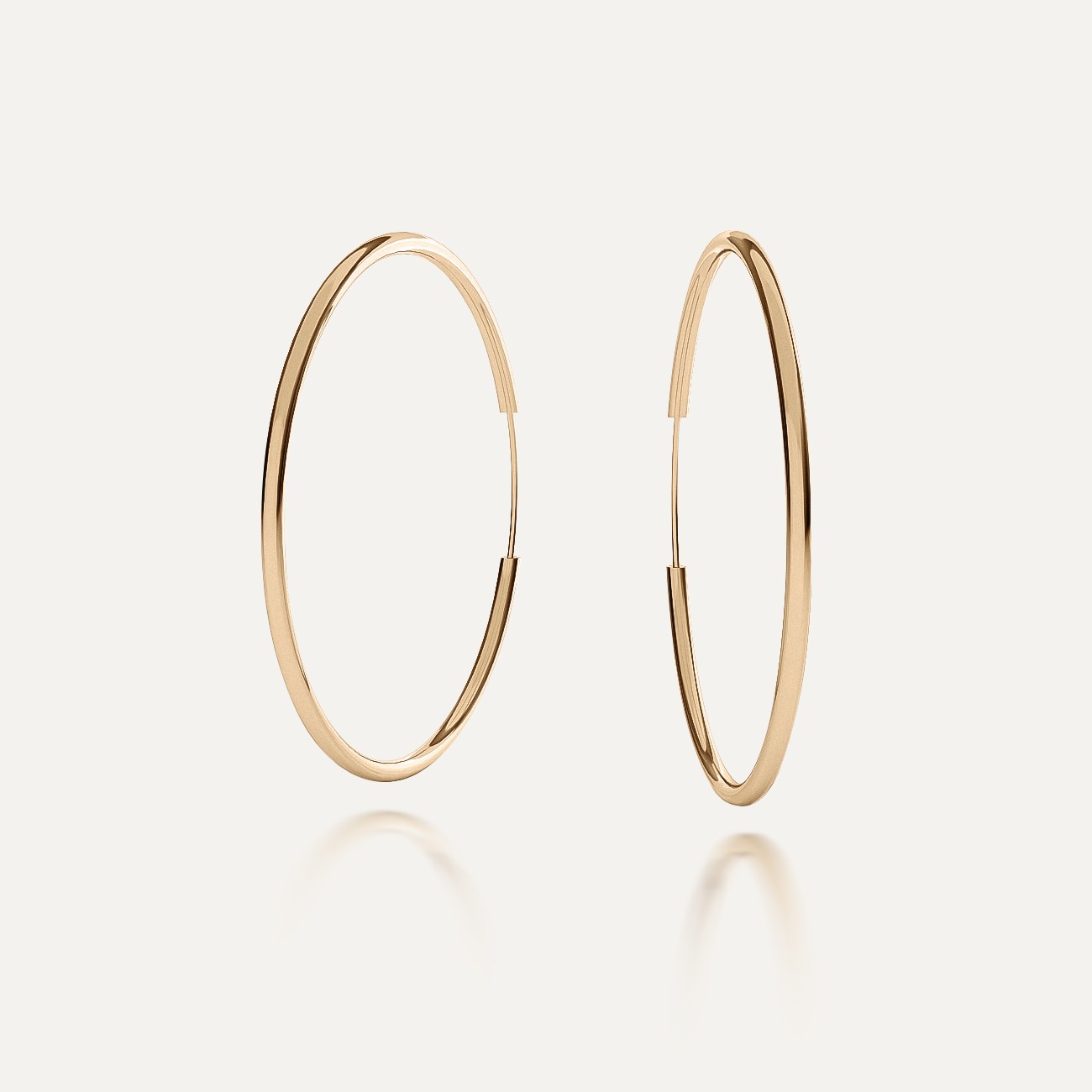 Silver round hoop earrings 4,0 cm, charm base gold plated