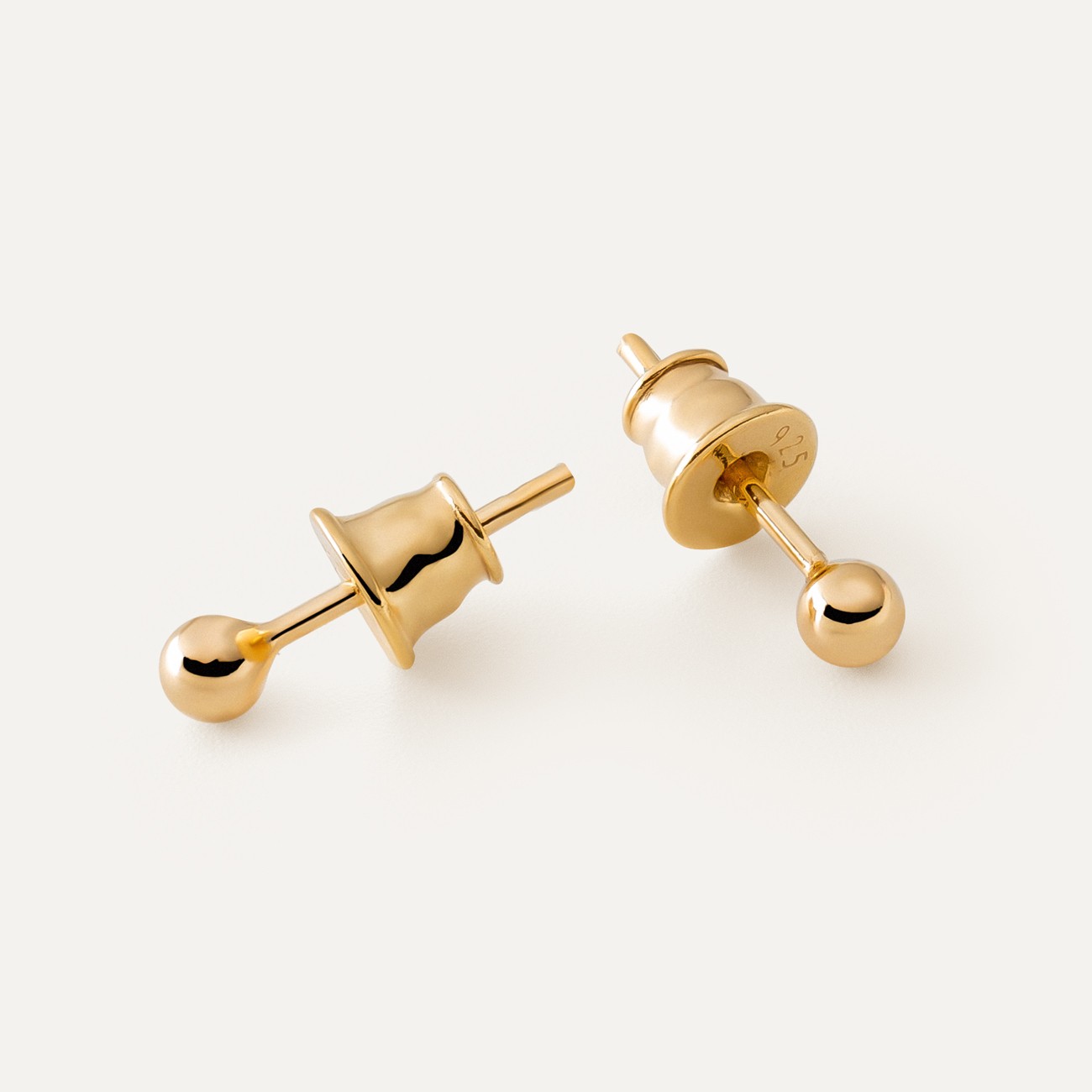 Silver ball earrings 0,3 cm gold plated