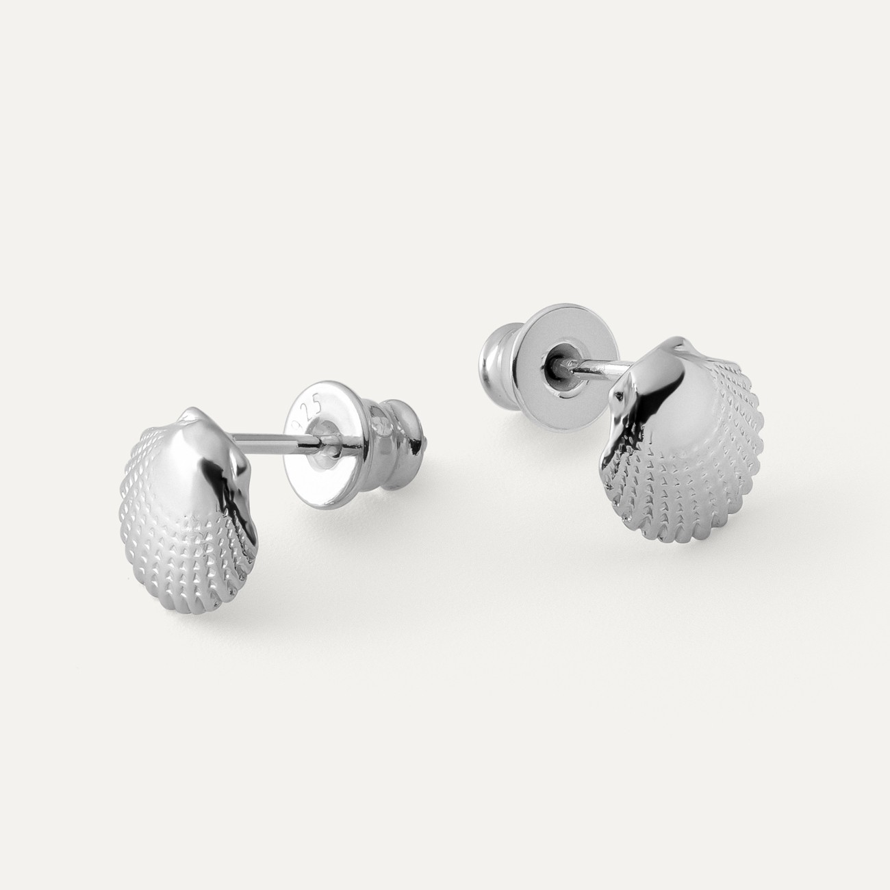 Muschel - Ohrringe, 925er Silber platiniert