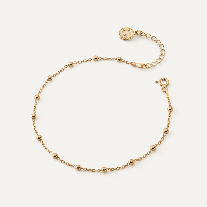 Silver bracelet anchor with balls gold plated
