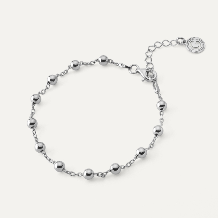 Armband mit 4 mm Kugeln, 925er Silber platiniert