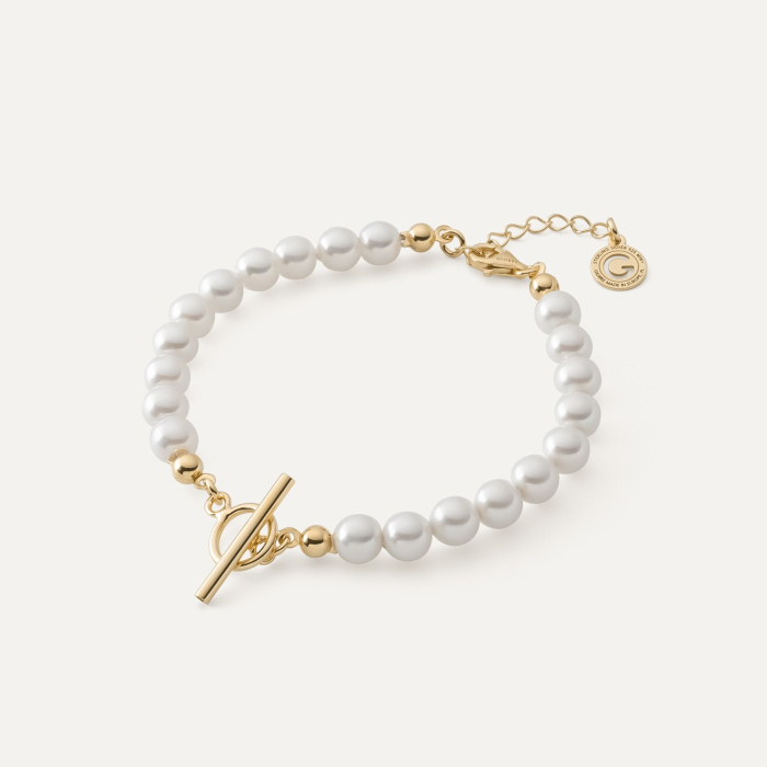 Pearls bracelet - charms base, silver 925 gold plated