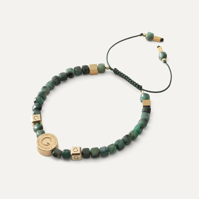 Emerald bracelet, sterling silver 925 gold plated