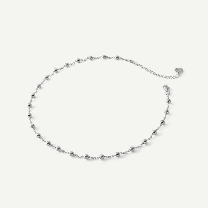 Anker-Choker-Halskette mit Kugeln, 925er Silber platiniert