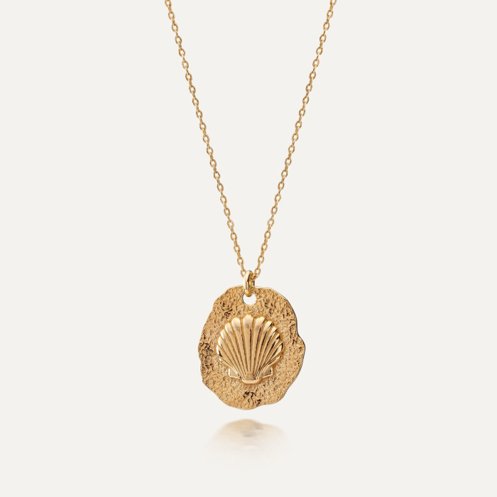 Muschelhalskette, sterlingsilber 925 gelbvergoldet