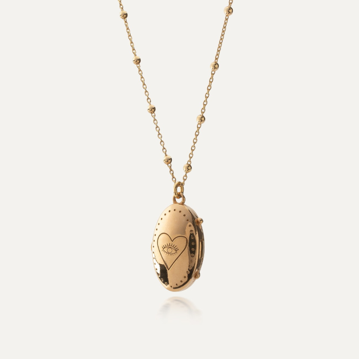 Box-Halskette mit dem Chakra des dritten Auges, sterlingsilber 925 gelbvergoldet