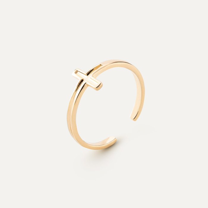 Ring mit Kreuz, 925er Silber gelbvergoldet