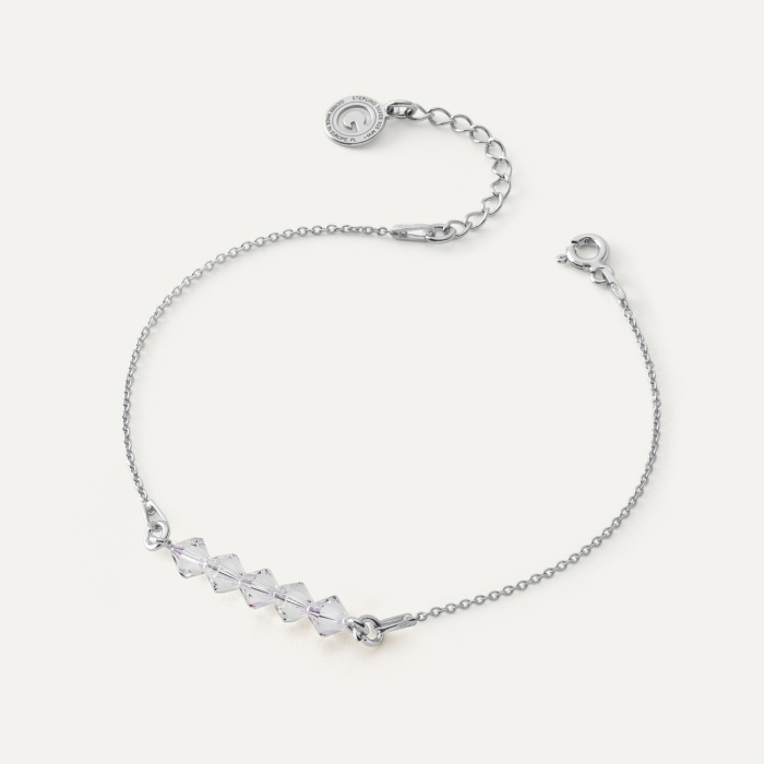Armband mit 4 mm Kristallen, 925er Silber platiniert