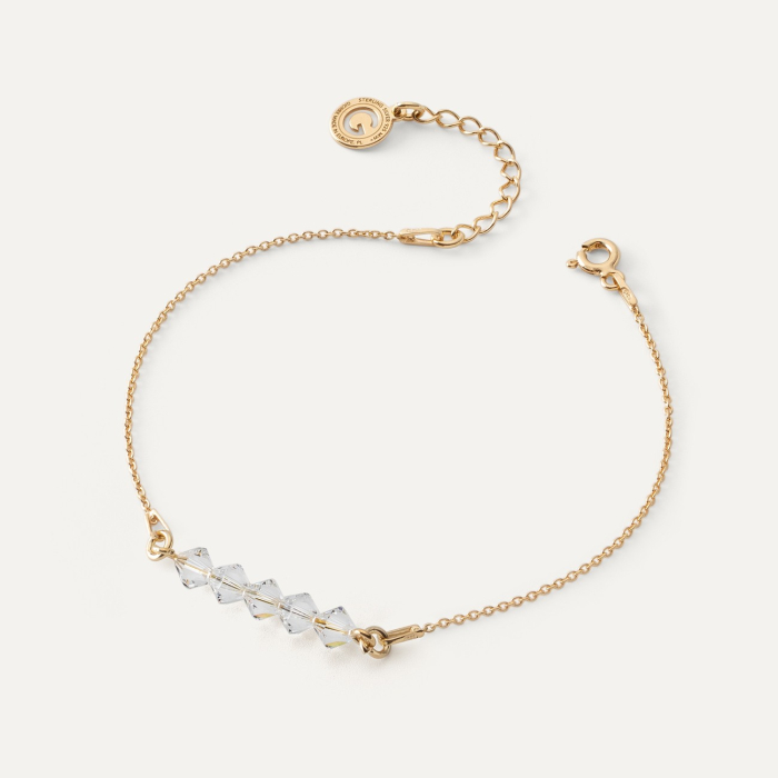 Armband mit 4 mm Kristallen, 925er Silber gelbvergoldet