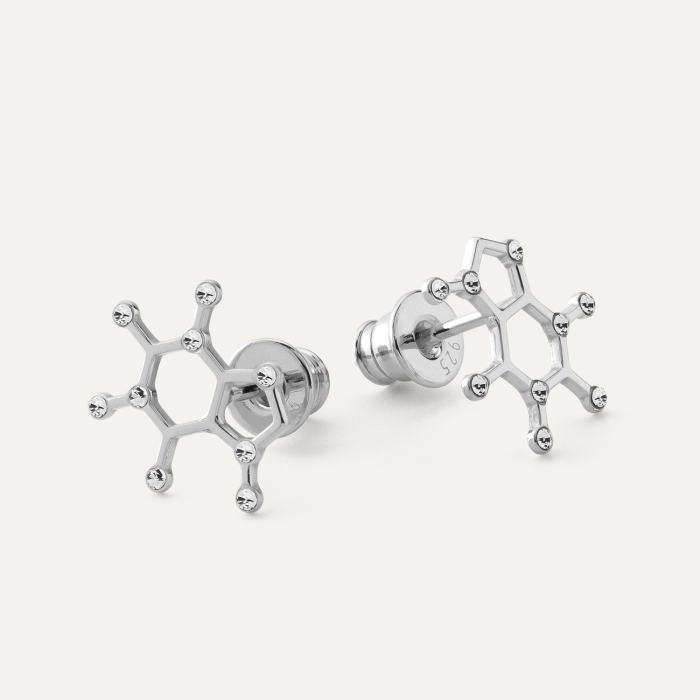 Koffein - Ohrringe mit Kristallen, 925er Silber platiniert