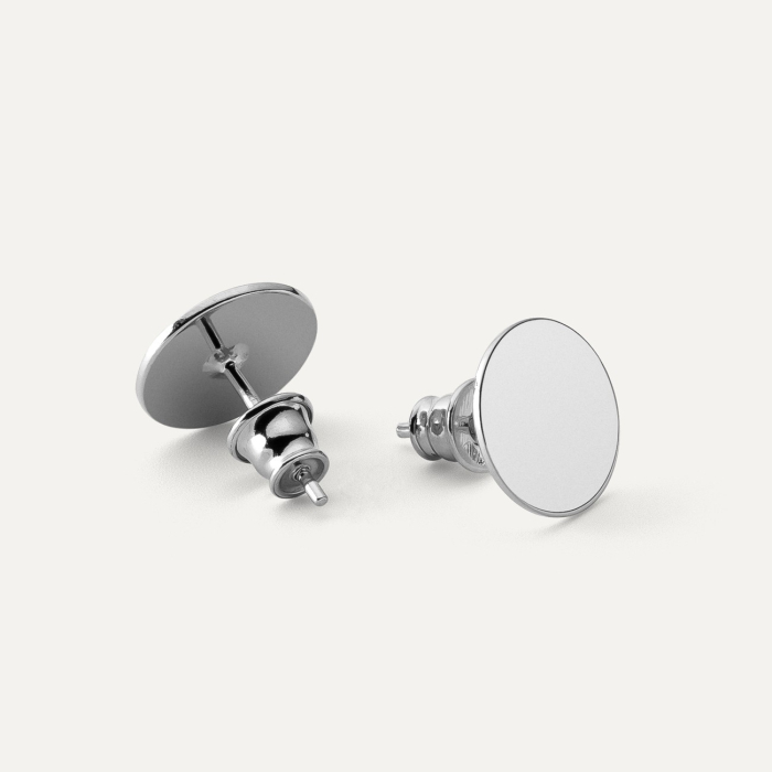 Ohrringe mit runden Plättchen 11 mm, 925er Silber platiniert