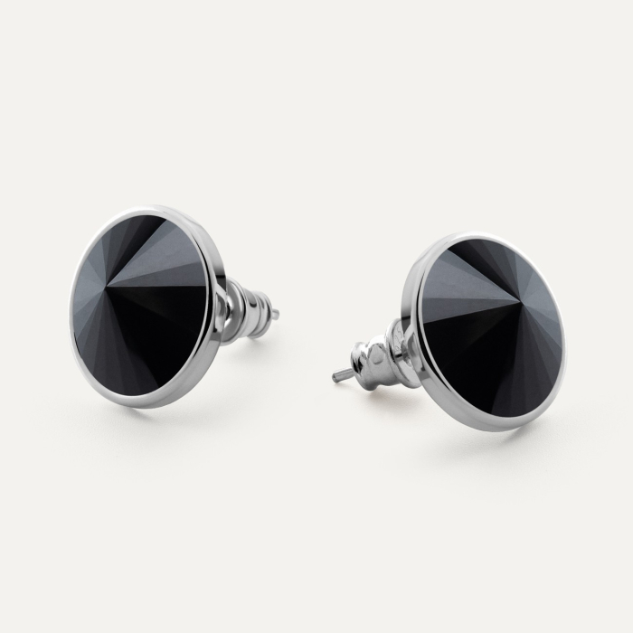 Silver earrings with black onyx platinum plated
