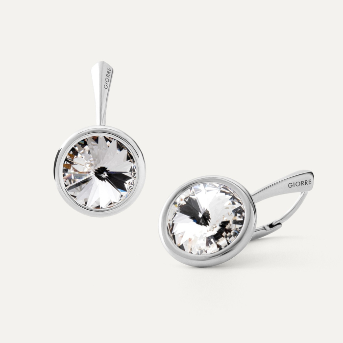 Ohrringe mit 10 mm Rivoli-Kristallen, 925er Silber platiniert
