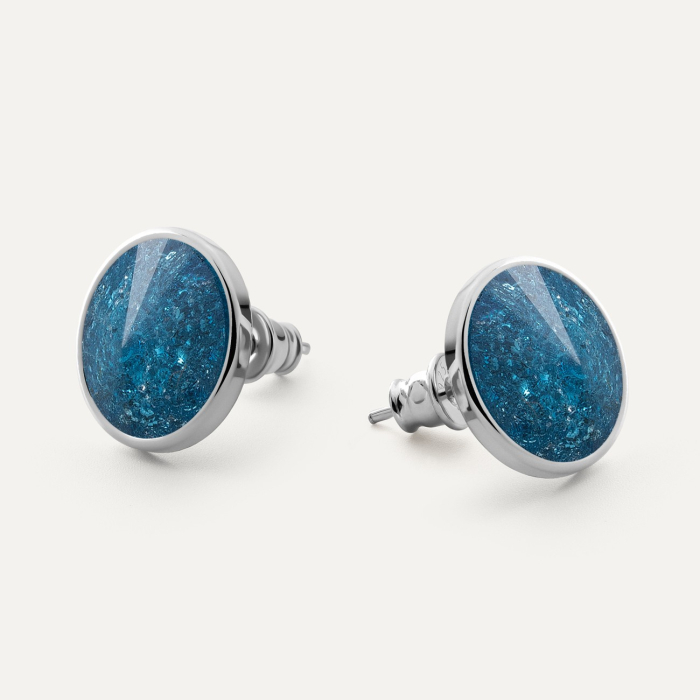 Silver crystal stud earrings - Midnight Blue, sterling silver 925 platinum plated