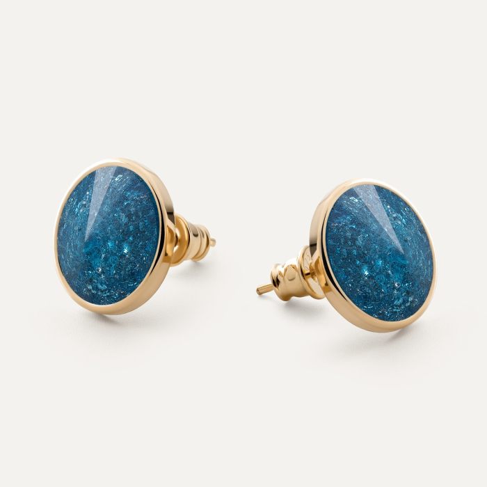 Silver crystal stud earrings - Midnight Blue, sterling silver 925 gold plated