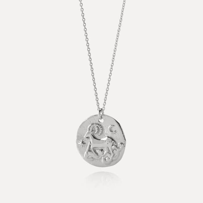 Srebrny naszyjnik znak zodiaku - koziorożec w pokryciu platyną