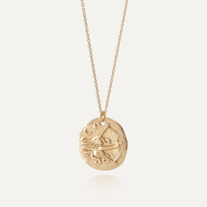 Srebrny naszyjnik znak zodiaku - strzelec w złotym pokryciu