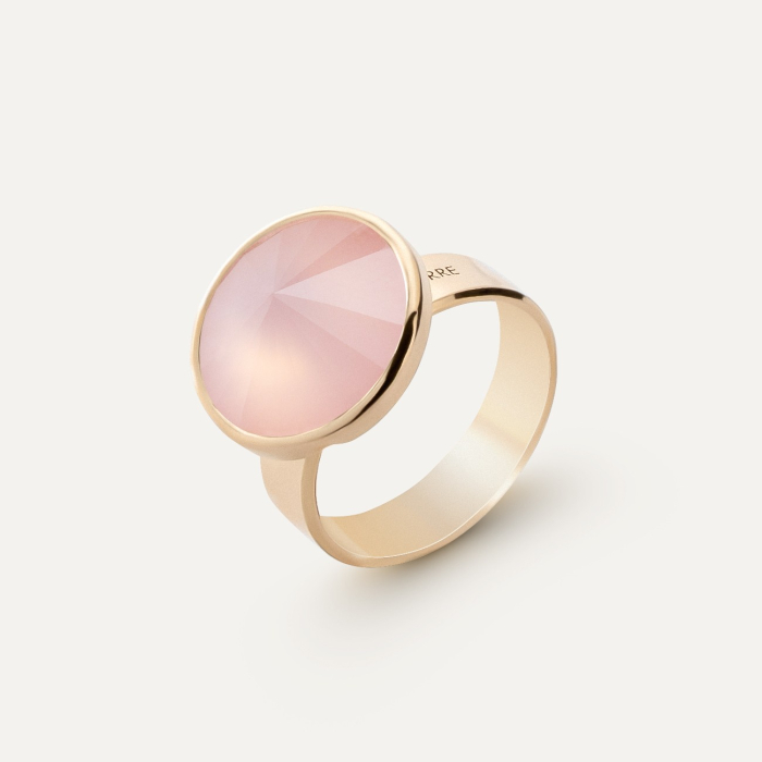 Silver ring with rose quartz, 925 silver in gold plating