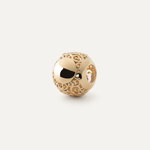 Ażurowa kula typu beads, srebro 925 w złotym pokryciu