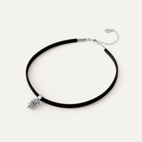 Choker serce anatomiczne, srebro 925 w pokryciu platyną