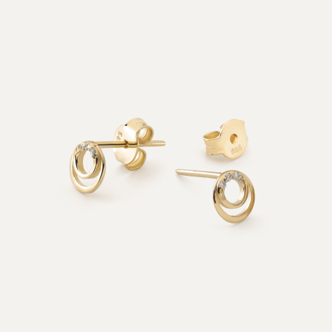 Gold double circle earrings