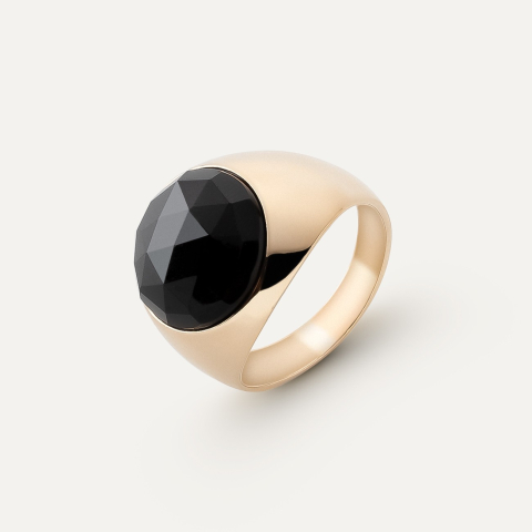 Herren-Siegelring – schwarzer Onyx, 925er Silber mit Vergoldung