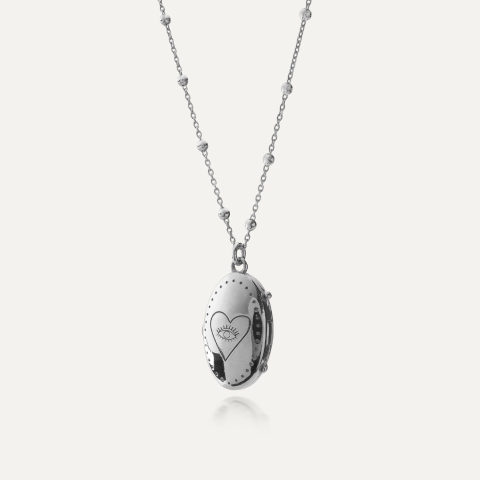 Box-Halskette mit dem Chakra des dritten Auges, sterlingsilber 925 platiniert