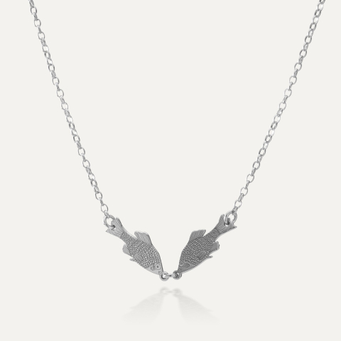 Fish necklace, sterling silver 925 platinum plated