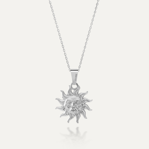 Sonnenhalskette, sterlingsilber 925 platiniert