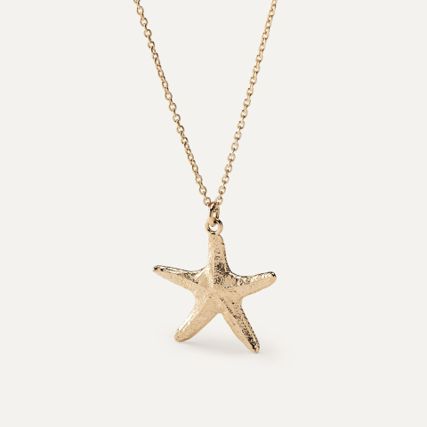 Necklace with starfish, 925 silver with gold plating