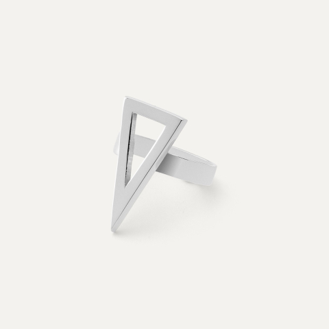 Geometric triangle ring, silver 925, platinum-plated