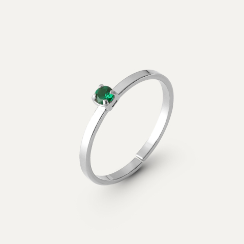 Nanogrüner Kristallring 3mm - Mein RING, 925er Silber mit Platin überzogen