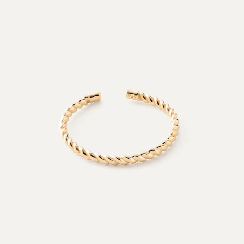 Verstellbarer Linien-Seil-Ring, 925er Silber gelbvergoldet
