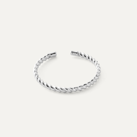 Verstellbarer Linien-Seil-Ring, 925er Silber platiniert