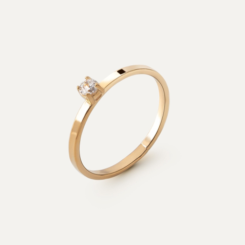 Ring mit 3 mm Zirkonia, 925er Silber gelbvergoldet