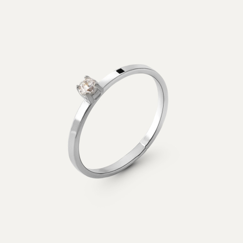 Ring mit 3 mm Zirkonia, 925er Silber platiniert