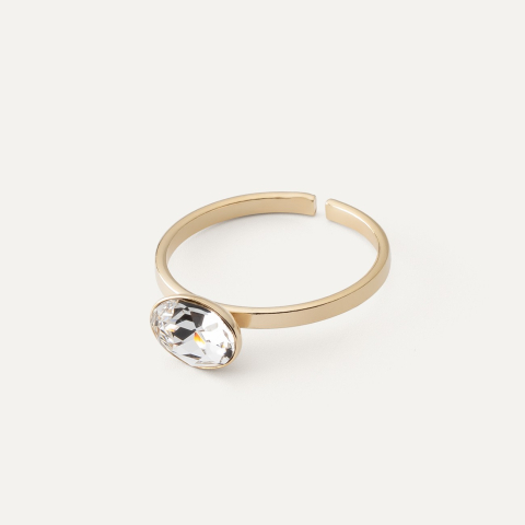 Ring mit ovalem Rivoli, 925er Silber gelbvergoldet