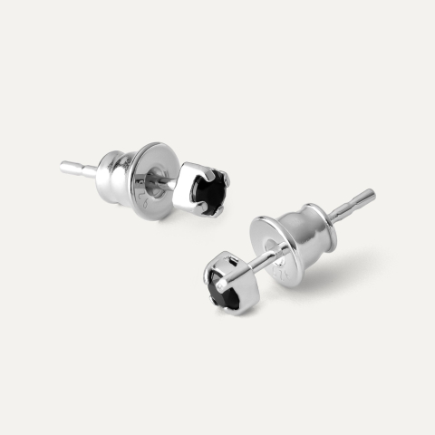 Silberohrringe schwarzer Spinell 3mm sterling silber, Platin