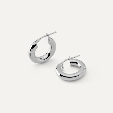 Ohrringe mit 2,5 cm großen Reifenkreis-Anhängern, 925er Silber platiniert