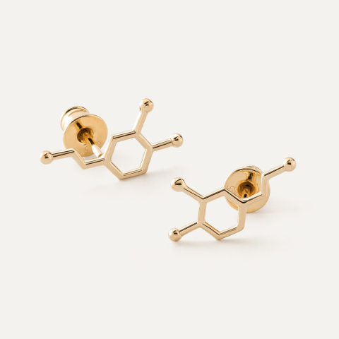 Silver stud earrings - dopamine gold plated