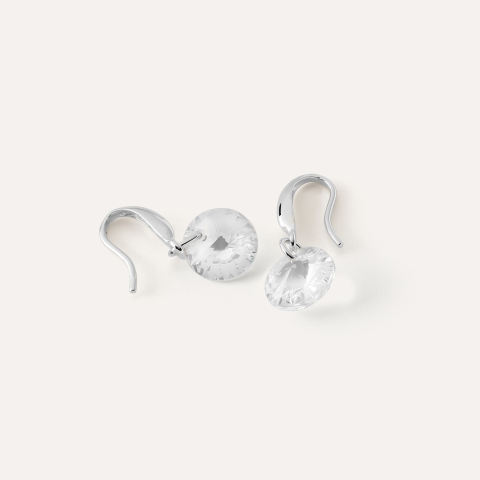 Round zirconia drop earrings, sterling silver 925 platinum plated
