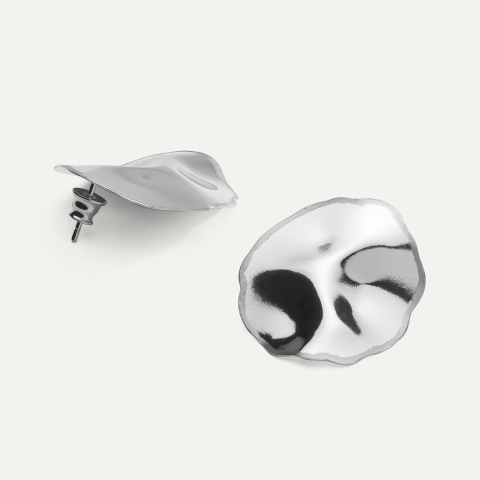 Ohrringe aus gewelltem Blech, 925er Silber platiniert