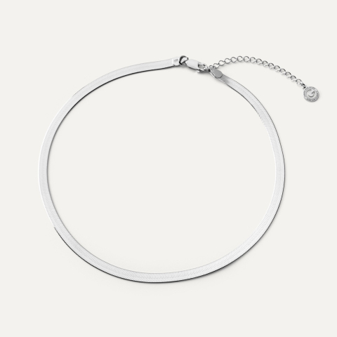 Srebrny choker - płaska taśma w pokryciu platyną