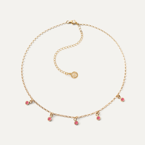 Srebrny choker z zawieszkami - jadeit różowy w złotym pokryciu