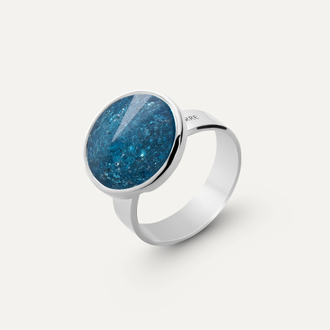 Srebrny kryształowy pierścionek - midnight blue, srebro 925 w pokryciu platyną